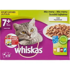 Whiskas Fisk og kød i gelé 7+ år 12 stk. 1.200,00 g