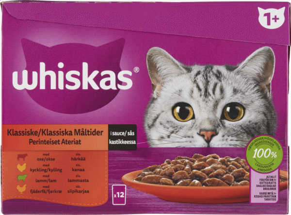 Whiskas Kød i sovs 1+ år 12 stk. 1.200,00 g