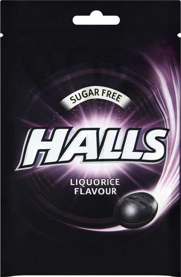 HALLS LIQUORICE SUKKERFRI 65 GR / Spanien