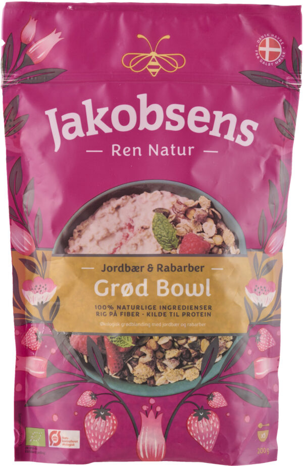 Jakobsens Instant grød m. jordbær og rabarber 200,00 g