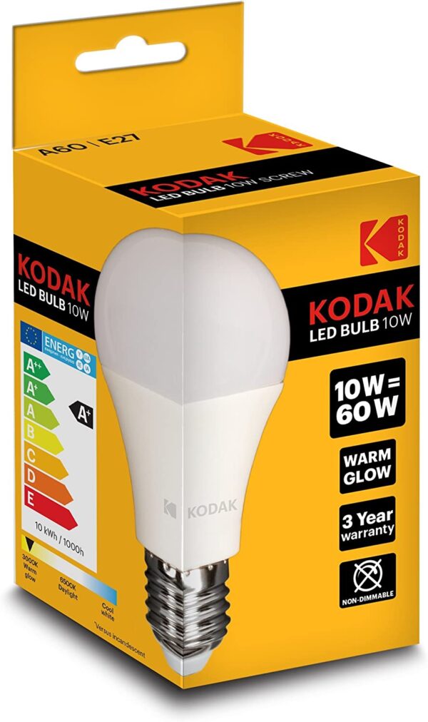 KODAK BULB LED GLOBE E27 SCREW W/GLOW 10W-60W(D)