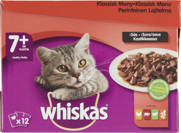 WHISKAS 7+ KØDMENU I SOVS 1200 GR / Spanien