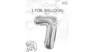 Sølv Folieballon Tal 7, Happy Party