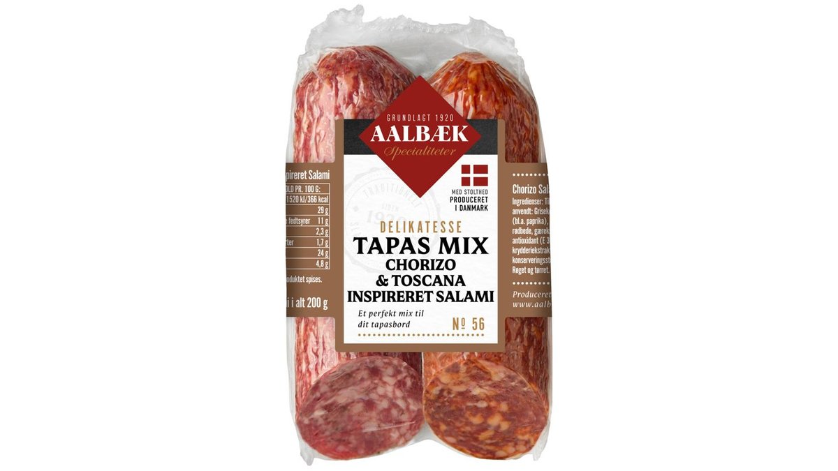 Tapas mix - Chorizo & Toskana insp. salami, Aalbæk