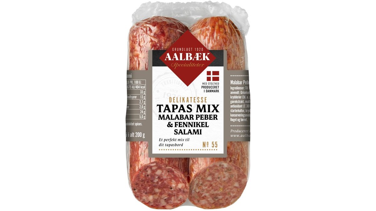 Tapas mix m. malabar peber & fennikel salami, Aalbæk