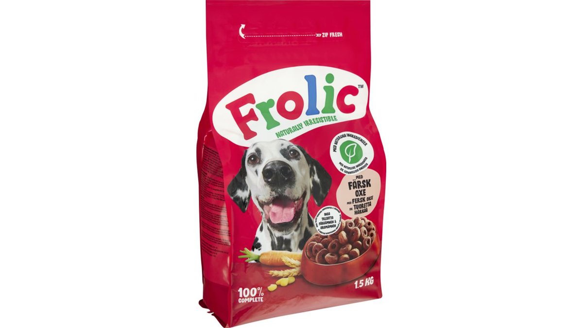 Tørfoder t. voksne hunde m. okse, Frolic