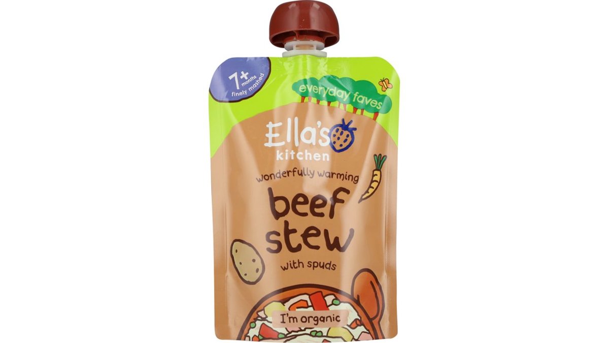 Babymad m. oksekød, kartofler & grøntsager øko. Ella's Kitchen