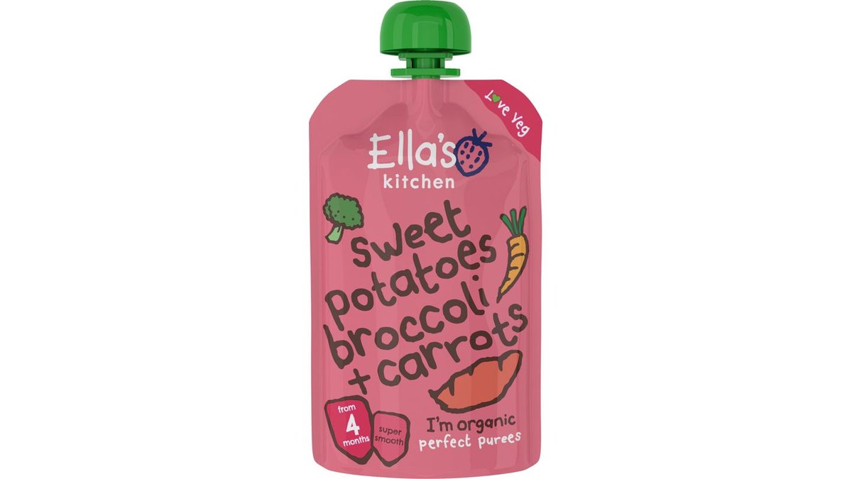Babymad m. sød kartoffel, broccoli & gulerod øko. Ella's Kitchen