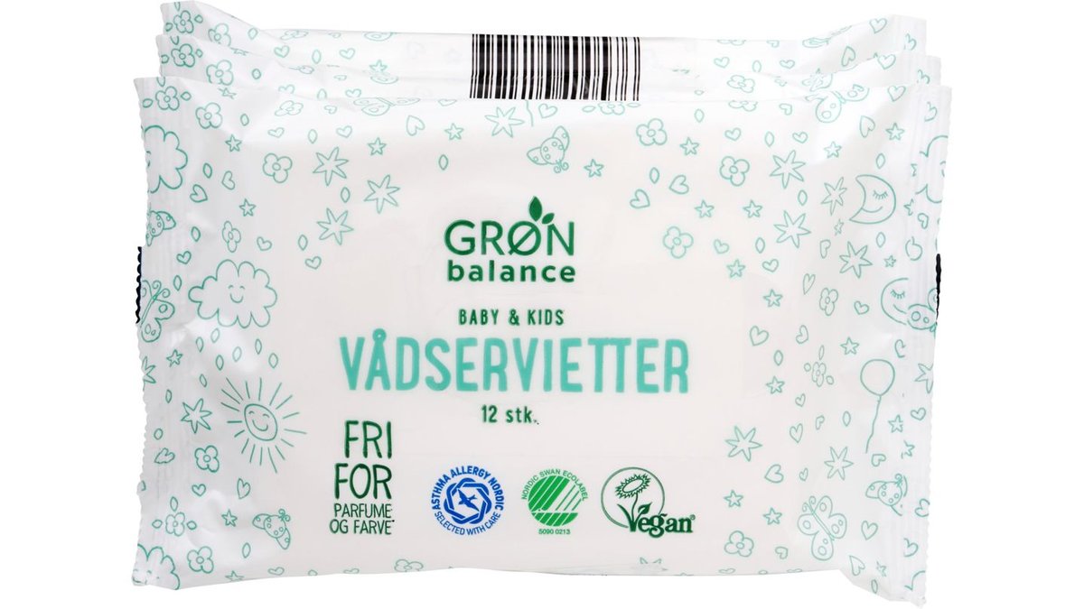 Vådservietter 3-pak, Grøn Balance