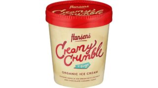 ❄️Vaniljeflødeis m. kagestykker & karamel-/chokoladesauce øko. Hansens