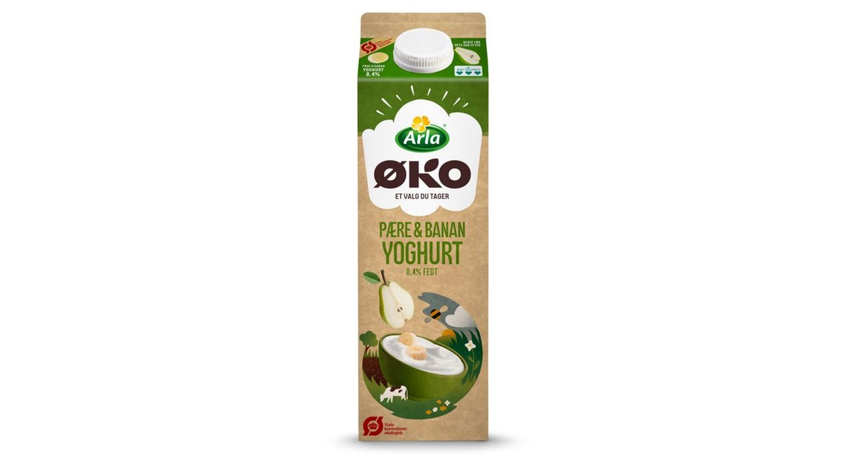 Yoghurt m. pære & banan 0,4% øko. Arla ØKO