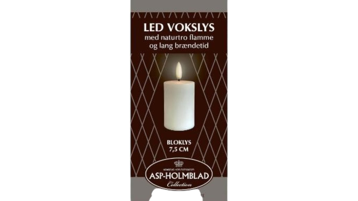 Bloklys LED voks 5 x 7,5 cm, ASP Holmblad
