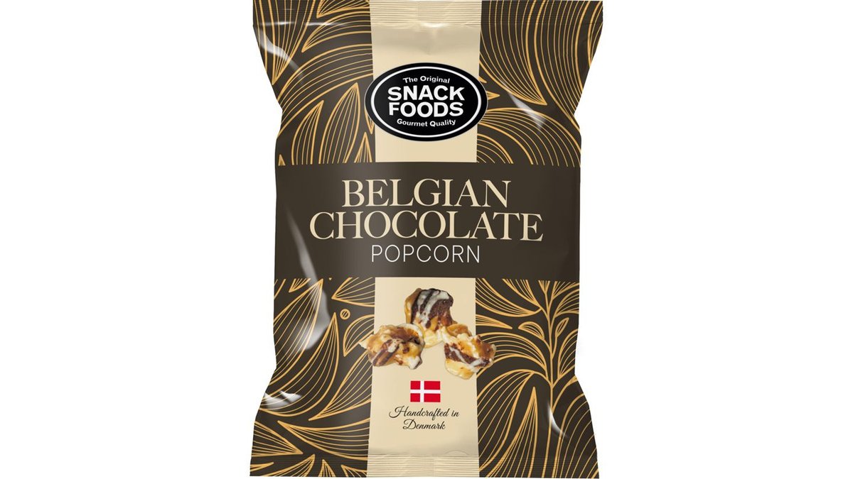 Popcorn overtrukket m. begisk chokolade, Snack Foods
