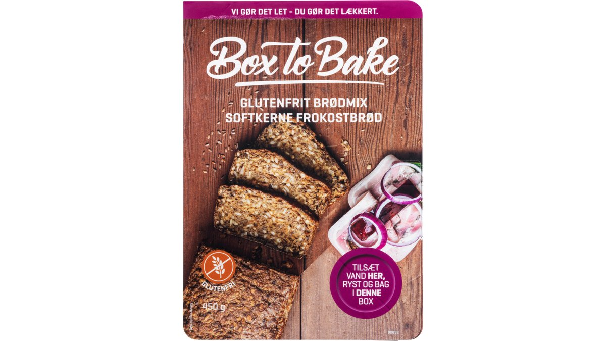 Bageblanding frokostbrød glutenfrit, Box to Bake