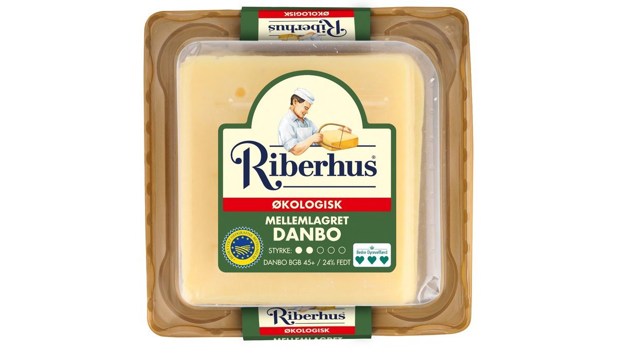 Danbo ost i skiver 45+ mellemlagret øko. Riberhus