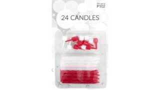 Kagelys rød & hvid m. holdere, Happy Party