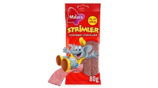 Slikstrimler m. jordbær sour, Malaco