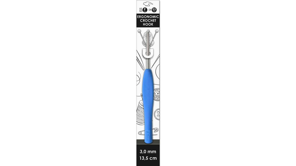 Hæklenål strl. 3mm ergonomisk, Falk