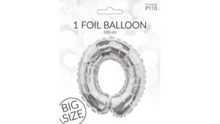 Sølv Folieballon Tal 0, Happy Party