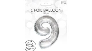 Sølv Folieballon Tal 9, Happy Party