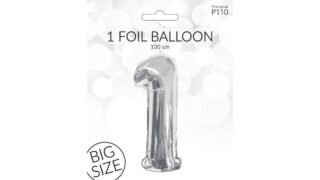 Sølv Folieballon Tal 1, Happy Party