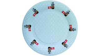 Paptallerkner m. motiv af garder m. flag, Happy Party