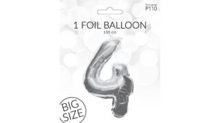 Sølv Folieballon Tal 4, Happy Party