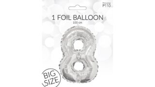 Sølv Folieballon Tal 8, Happy Party