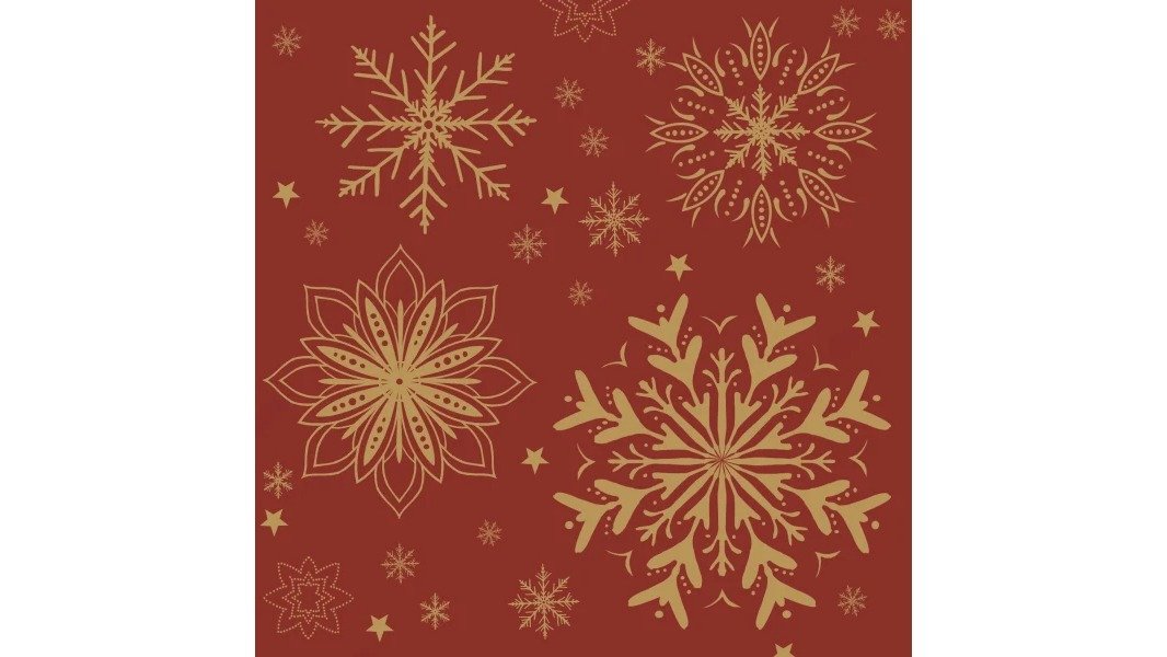 Servietter i rød m. guld motiv 33 cm, ASP Holmblad