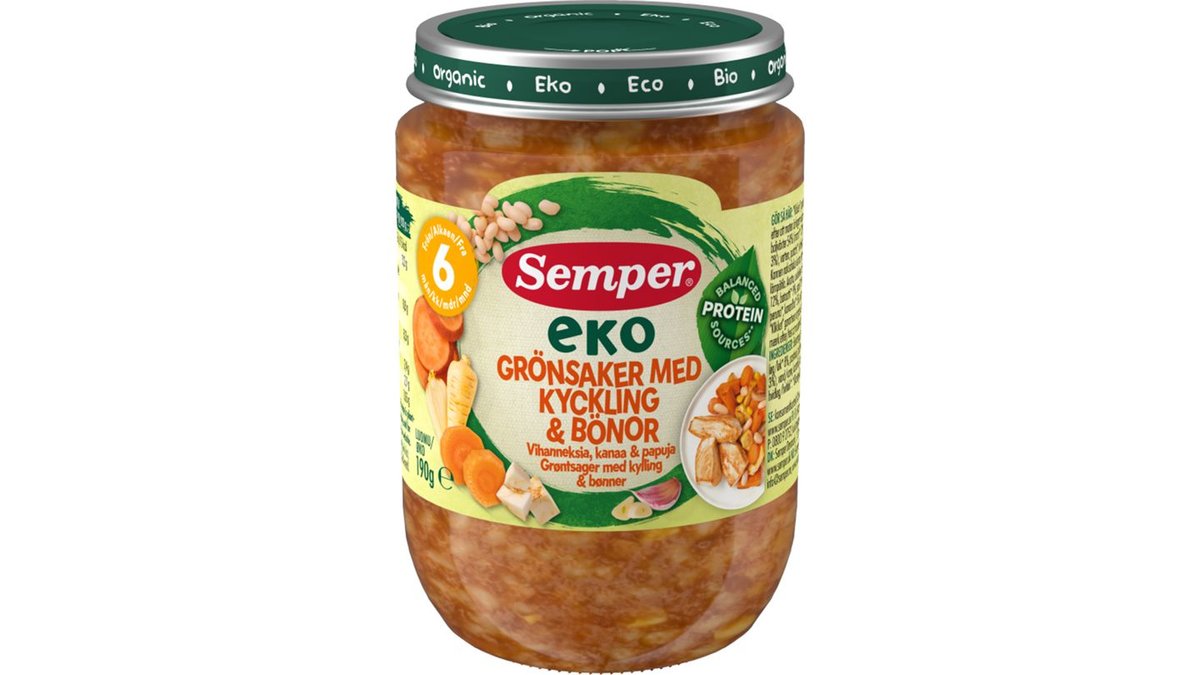 Babymad m. grøntsager m. kylling & bønner øko. Semper EKO
