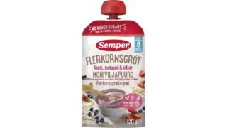 Flerkornsgrød m. æble, jordbær & blåbær i klempose, Semper