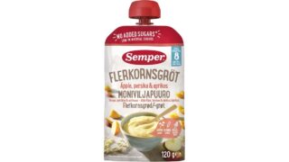 Flerkornsgrød m. æble, fersken & abrikos i klempose, Semper