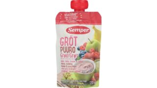 Grødsmoothie m. æble, hindbær, banan & blåbær, Semper