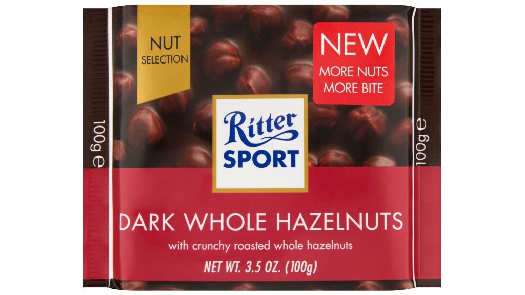 Mørk chokolade m. hele hasselnødder, Ritter Sport