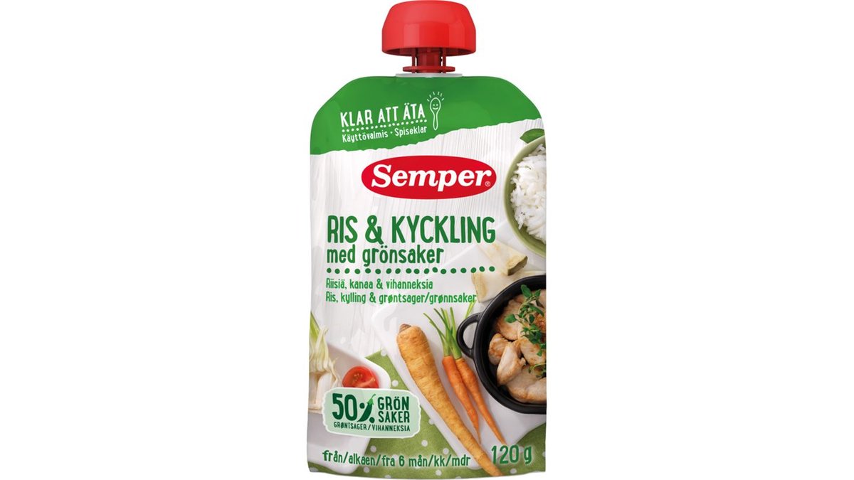 Babymad m. ris, kylling & grøntsager, Semper